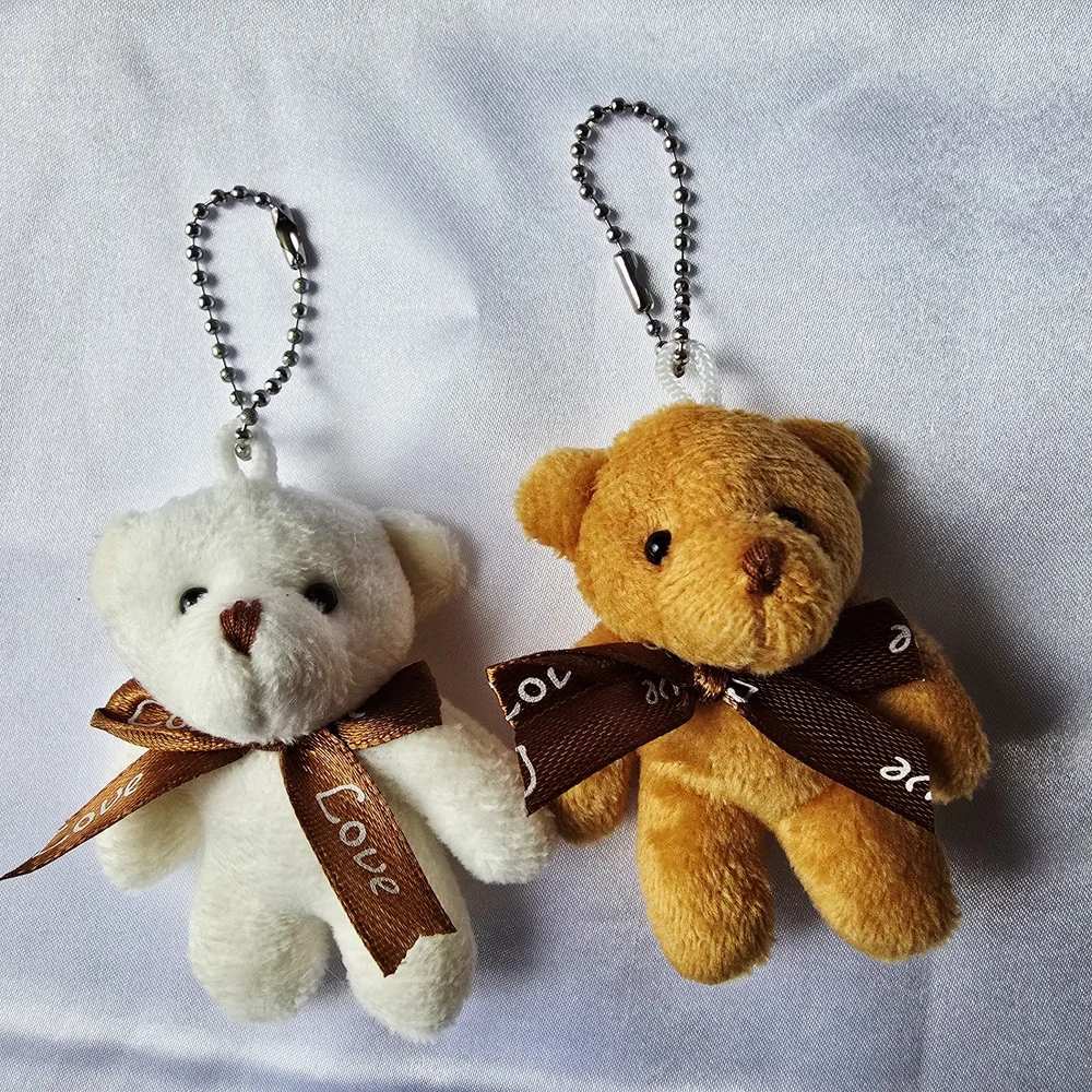 2‎ Pcs. Cute Mini Teddy Bear Keychain- White & Honey Brown